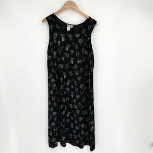 Coldwater Creek Vtg "People" Themed Side Tie Sleeveless Maxi Dress Women's Sz M